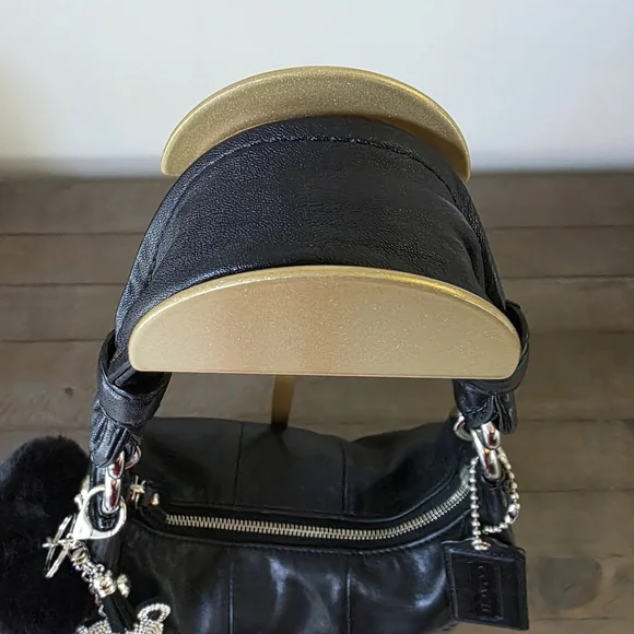 Coach Black Leather Kristen Hobo Bag With Crossbody Strap & Unbranded Charm - Picture 3 of 16